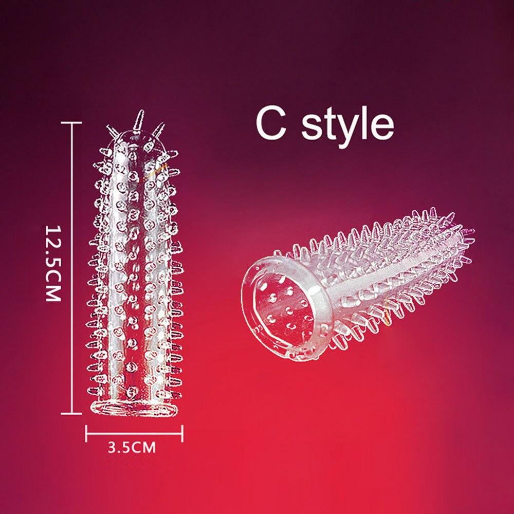 5pcs/set TPE Penis Sleeve Delay Time Crystal Cock Rings Reusable Condom Penis Extension Penis Rings Adult Sex Toys for Men - buysextoyth