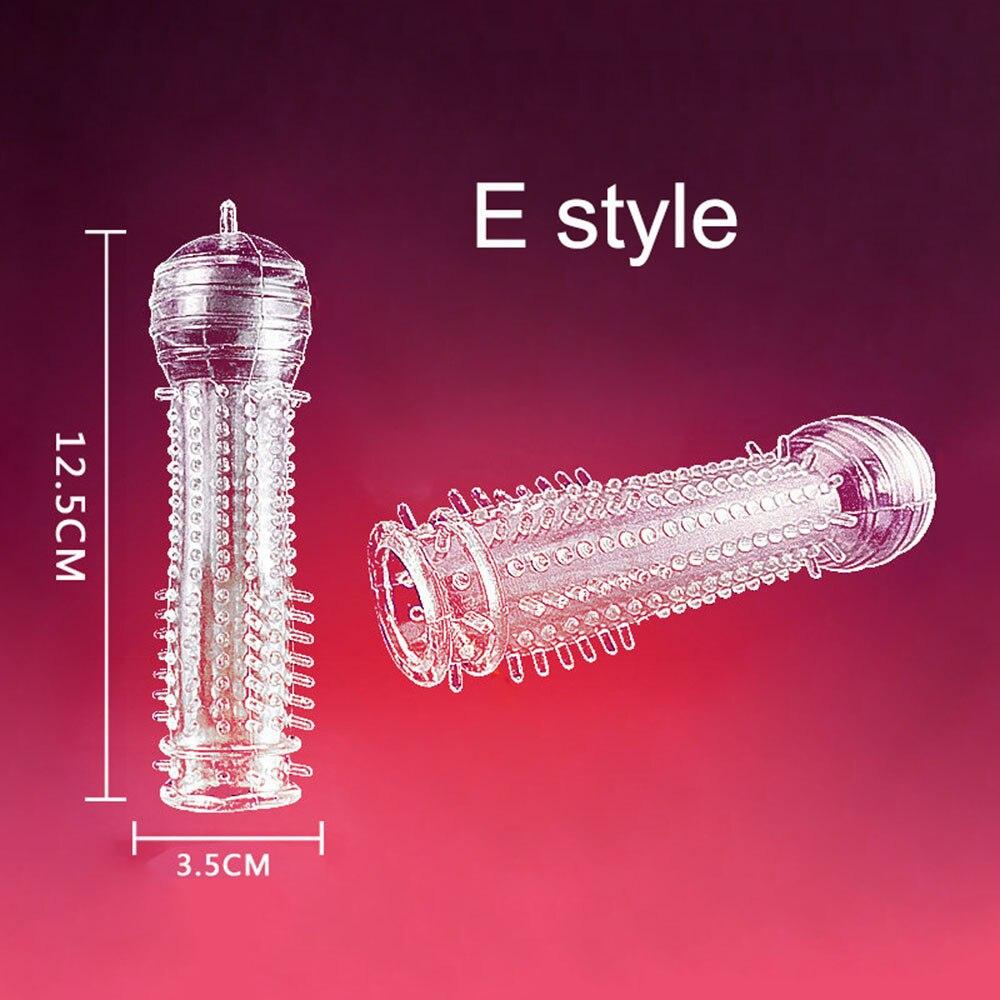 5pcs/set TPE Penis Sleeve Delay Time Crystal Cock Rings Reusable Condom Penis Extension Penis Rings Adult Sex Toys for Men - buysextoyth
