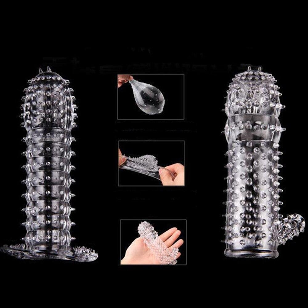 5pcs/set TPE Penis Sleeve Delay Time Crystal Cock Rings Reusable Condom Penis Extension Penis Rings Adult Sex Toys for Men - buysextoyth