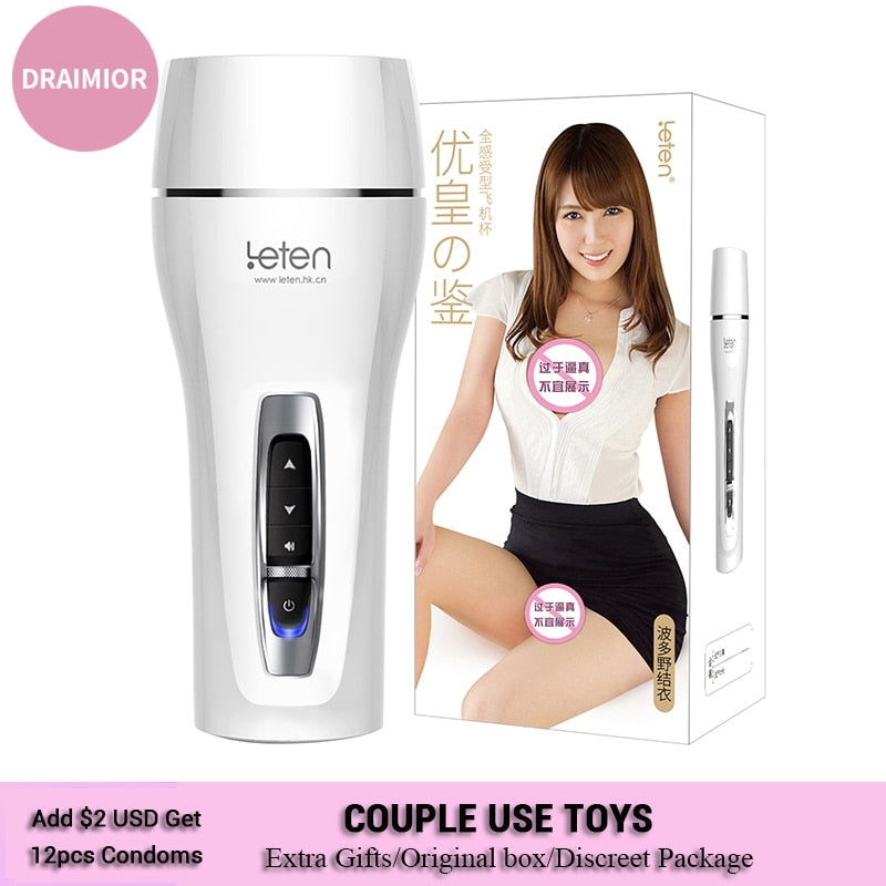 DRAIMIOR Leten Yui Hatano Pussy Masturbator for Male Interactive Voice 10 Mode Vibration Aircraft Cup Adult Sex Toys - buysextoyth