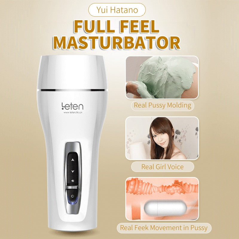 DRAIMIOR Leten Yui Hatano Pussy Masturbator for Male Interactive Voice 10 Mode Vibration Aircraft Cup Adult Sex Toys - buysextoyth