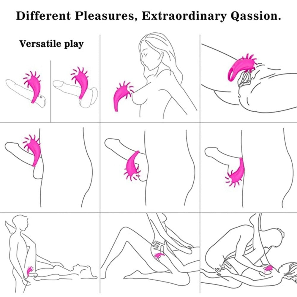 คู่หุ้นแหวนอวัยวะเพศชาย Delay Lock Sperm Vibrator ลิ้นเลีย G จุดกระตุ้นช่องคลอด Clit Stimulator Orgasm ล็อคชาย - buysextoyth
