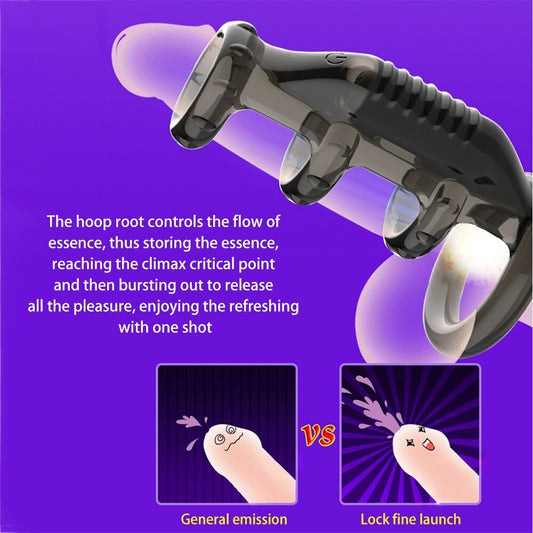 Dick Vibrating Penis Rings for Male Delay Ejaculation Men Sex Toys Silicon Penis Sleeve Ring Cock Ring Men Chastity Cage Device - buysextoyth