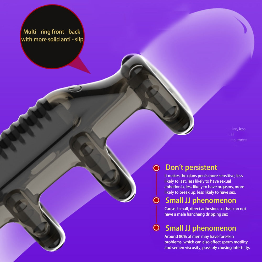 Dick Vibrating Penis Rings for Male Delay Ejaculation Men Sex Toys Silicon Penis Sleeve Ring Cock Ring Men Chastity Cage Device - buysextoyth