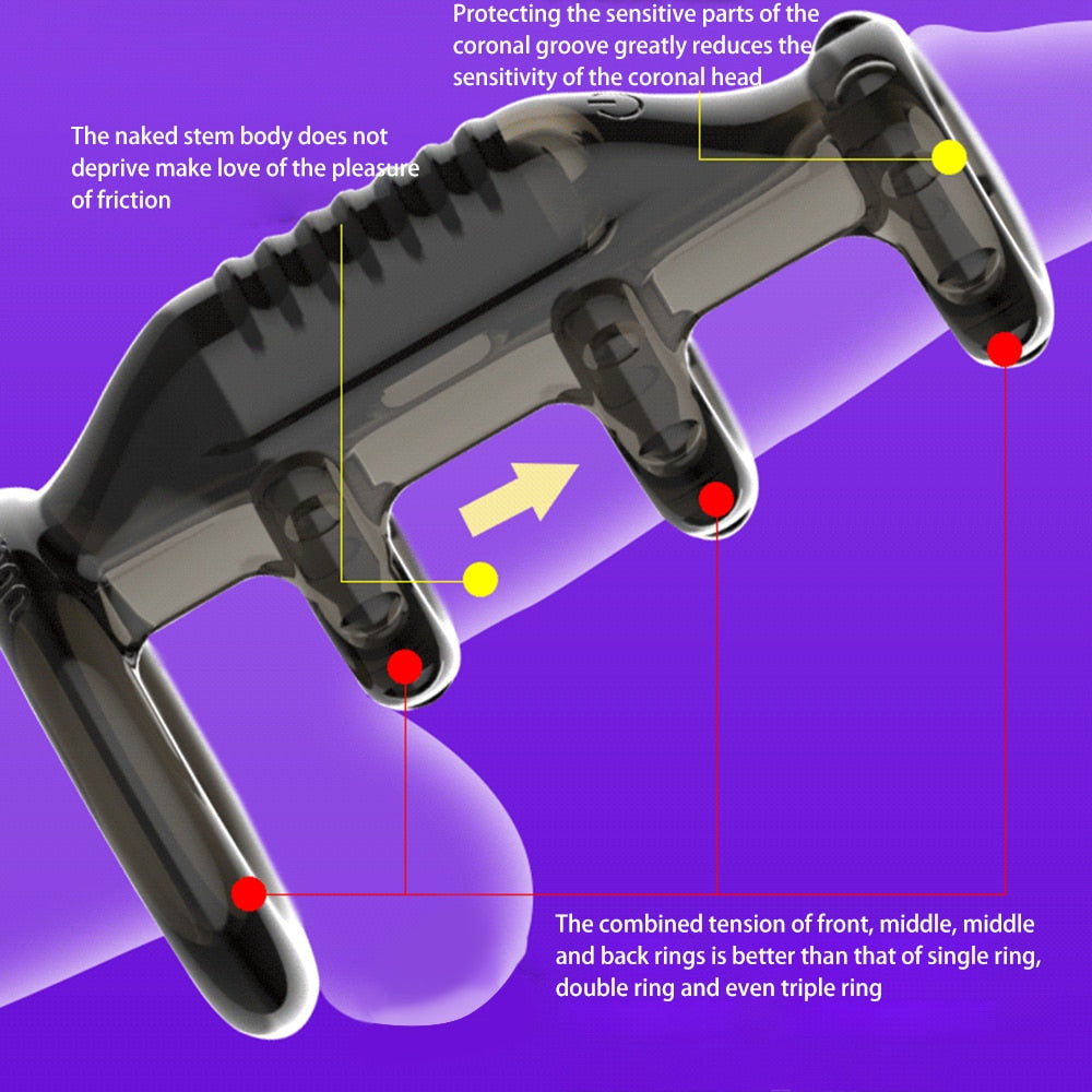 Dick Vibrating Penis Rings for Male Delay Ejaculation Men Sex Toys Silicon Penis Sleeve Ring Cock Ring Men Chastity Cage Device - buysextoyth
