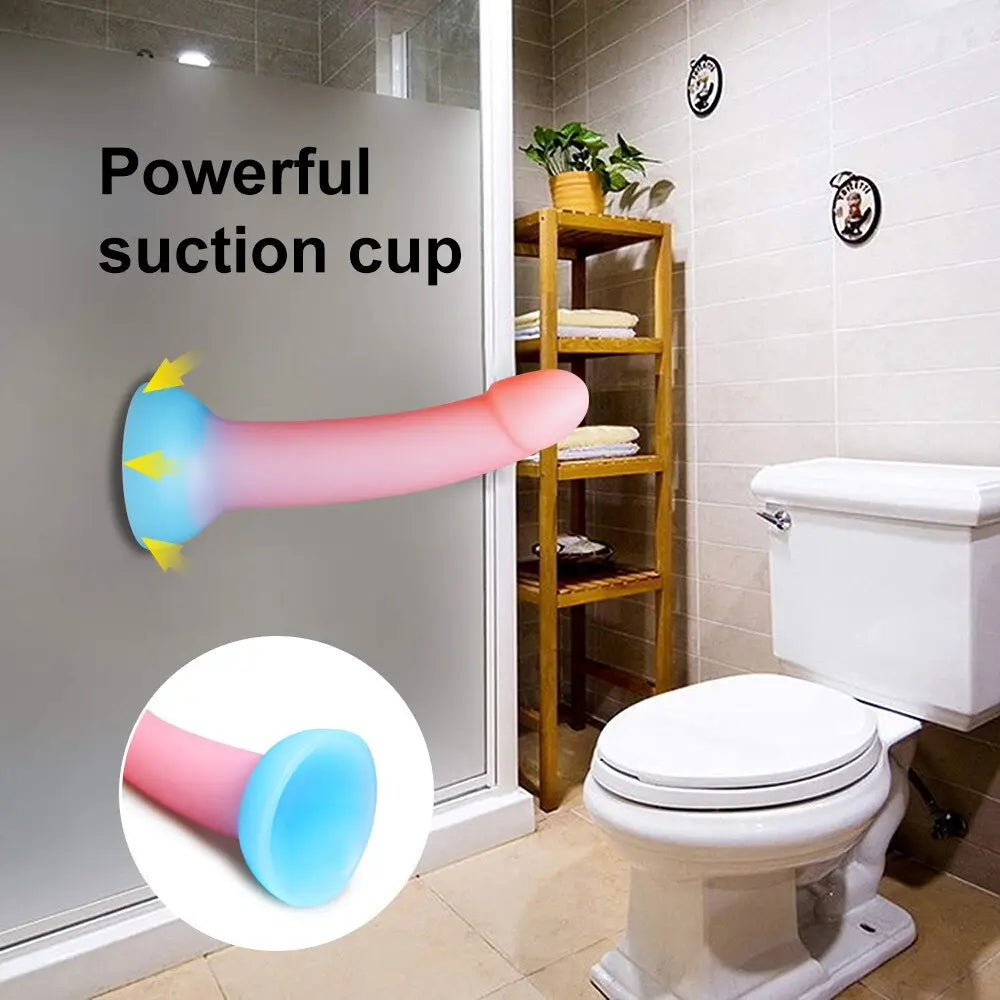 ขนาดใหญ่ส่องสว่าง Dildo Anal เซ็กซ์ทอย Butt Plug สำหรับผู้หญิงคู่ซิลิโคนเรืองแสงอวัยวะเพศชายดูดถ้วยผู้ใหญ่เร้าอารมณ์ผลิตภัณฑ์ - buysextoyth