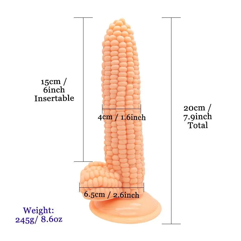 ข้าวโพดซิลิโคนจริง Dildo Anal ปลั๊กดูดถ้วยผัก Dildo เพศของเล่นสำหรับผู้หญิงช่องคลอดนวด G-Spot masturbator ดี - buysextoyth
