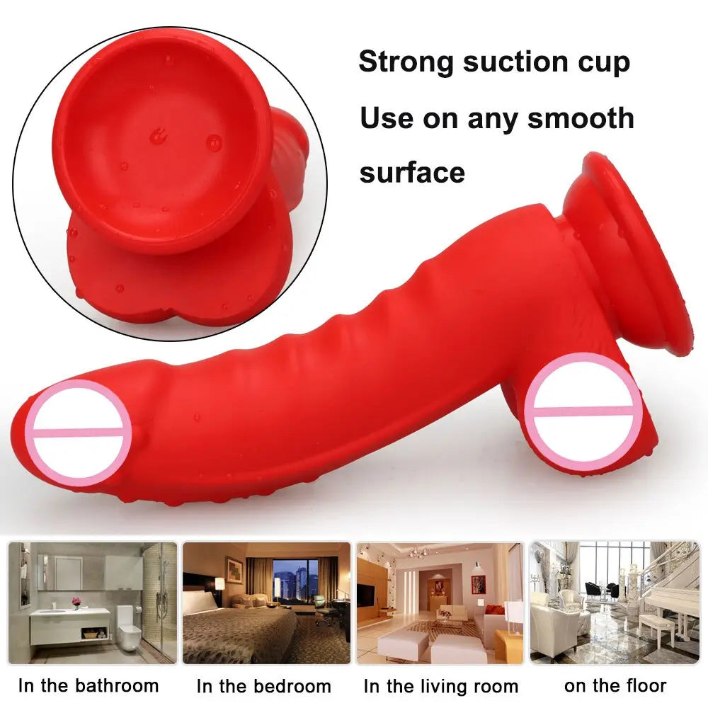 สีแดง Dildo Anal Sex-ของเล่น Masturbator สำหรับผู้หญิงเกย์ Liquid Dildos ซิลิโคนดูดถ้วย Butt Plug Anus Sex ของเล่น vagina Stimulator - buysextoyth
