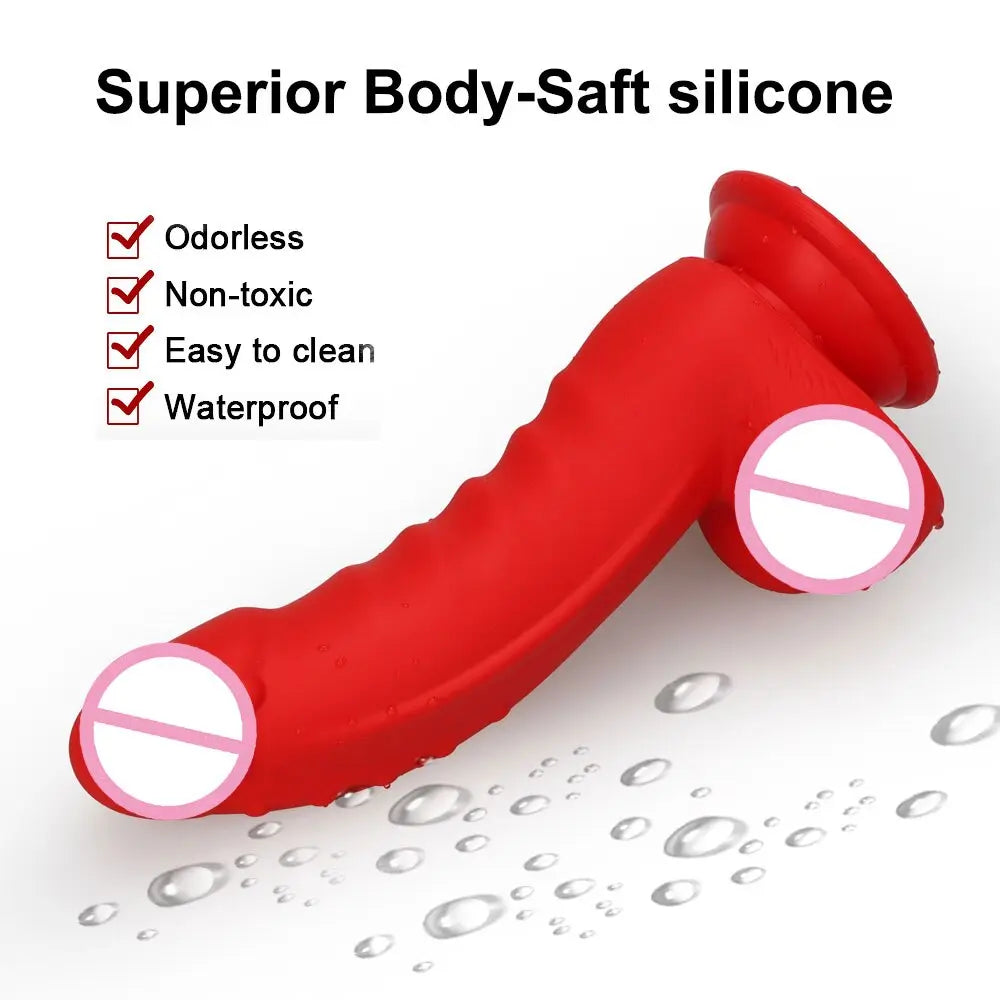 สีแดง Dildo Anal Sex-ของเล่น Masturbator สำหรับผู้หญิงเกย์ Liquid Dildos ซิลิโคนดูดถ้วย Butt Plug Anus Sex ของเล่น vagina Stimulator - buysextoyth