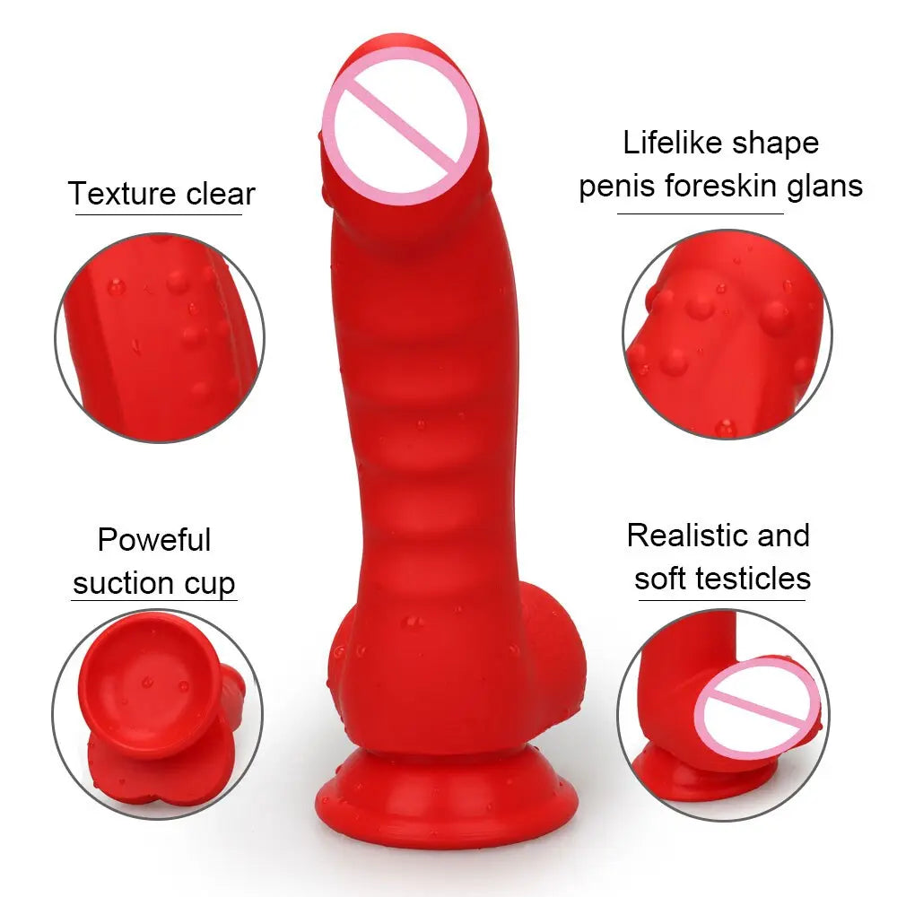 สีแดง Dildo Anal Sex-ของเล่น Masturbator สำหรับผู้หญิงเกย์ Liquid Dildos ซิลิโคนดูดถ้วย Butt Plug Anus Sex ของเล่น vagina Stimulator - buysextoyth