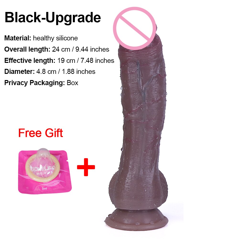 ผิวสีดำจริง Dildo นุ่มเซ็กซี่ขนาดใหญ่อวัยวะเพศชายที่สมจริง Cock หญิง Masturbator G-Spot Anal Sex ของเล่นสายรัดขนาดใหญ่ Dick สำหรับสตรี - buysextoyth