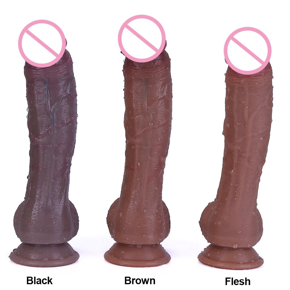 ผิวสีดำจริง Dildo นุ่มเซ็กซี่ขนาดใหญ่อวัยวะเพศชายที่สมจริง Cock หญิง Masturbator G-Spot Anal Sex ของเล่นสายรัดขนาดใหญ่ Dick สำหรับสตรี - buysextoyth