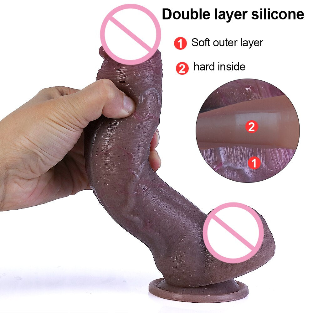 ผิวสีดำจริง Dildo นุ่มเซ็กซี่ขนาดใหญ่อวัยวะเพศชายที่สมจริง Cock หญิง Masturbator G-Spot Anal Sex ของเล่นสายรัดขนาดใหญ่ Dick สำหรับสตรี - buysextoyth