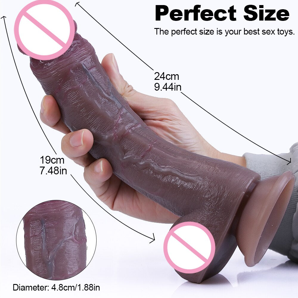 ผิวสีดำจริง Dildo นุ่มเซ็กซี่ขนาดใหญ่อวัยวะเพศชายที่สมจริง Cock หญิง Masturbator G-Spot Anal Sex ของเล่นสายรัดขนาดใหญ่ Dick สำหรับสตรี - buysextoyth