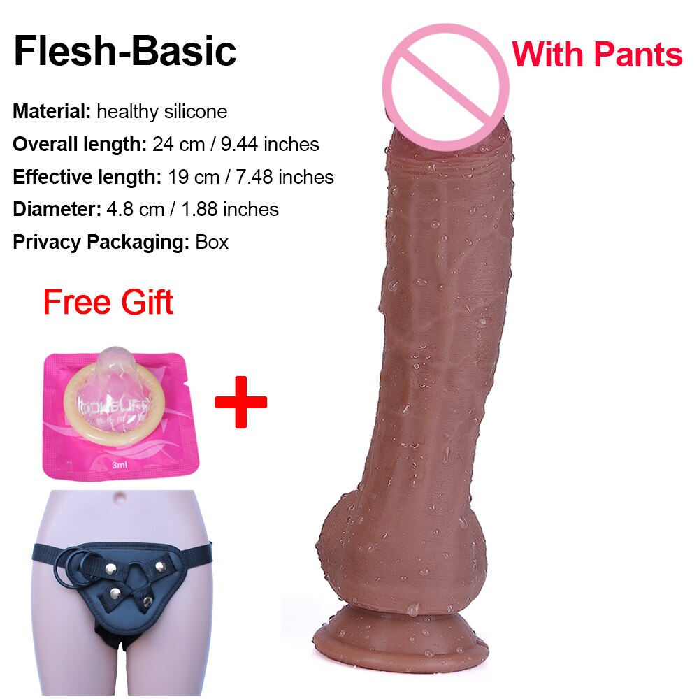 ผิวสีดำจริง Dildo นุ่มเซ็กซี่ขนาดใหญ่อวัยวะเพศชายที่สมจริง Cock หญิง Masturbator G-Spot Anal Sex ของเล่นสายรัดขนาดใหญ่ Dick สำหรับสตรี - buysextoyth