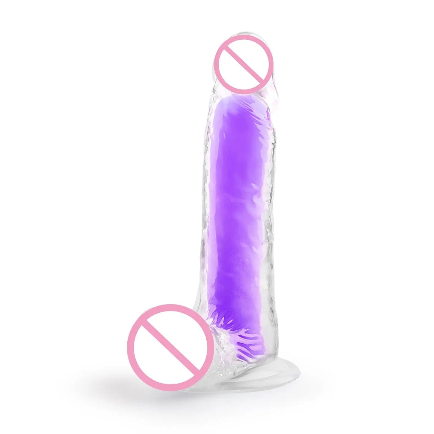 เลสเบี้ยน Dildo ดูดถ้วยสมจริง Penis สำหรับผู้หญิงช่องคลอด Clitoris Stimulator หญิง Masturbator Noctilucent เซ็กซ์ทอย - buysextoyth