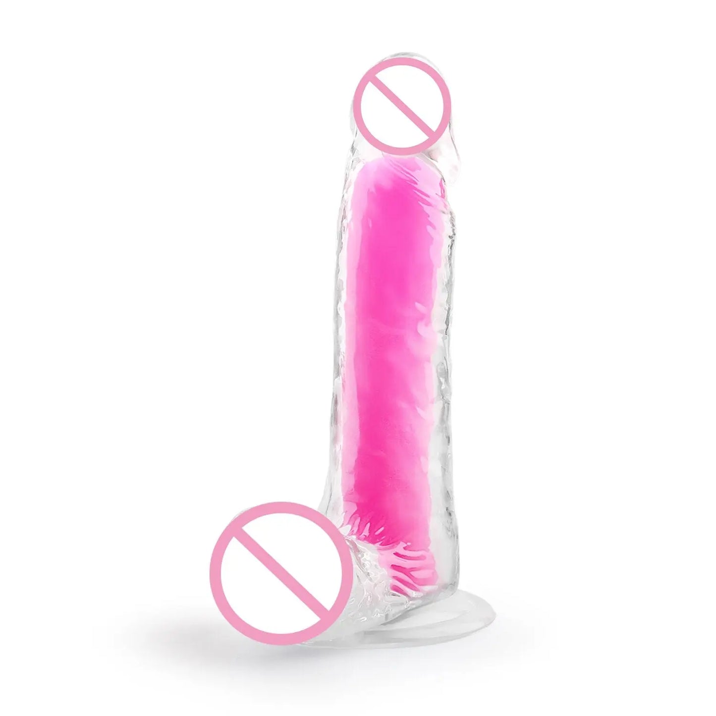 เลสเบี้ยน Dildo ดูดถ้วยสมจริง Penis สำหรับผู้หญิงช่องคลอด Clitoris Stimulator หญิง Masturbator Noctilucent เซ็กซ์ทอย - buysextoyth