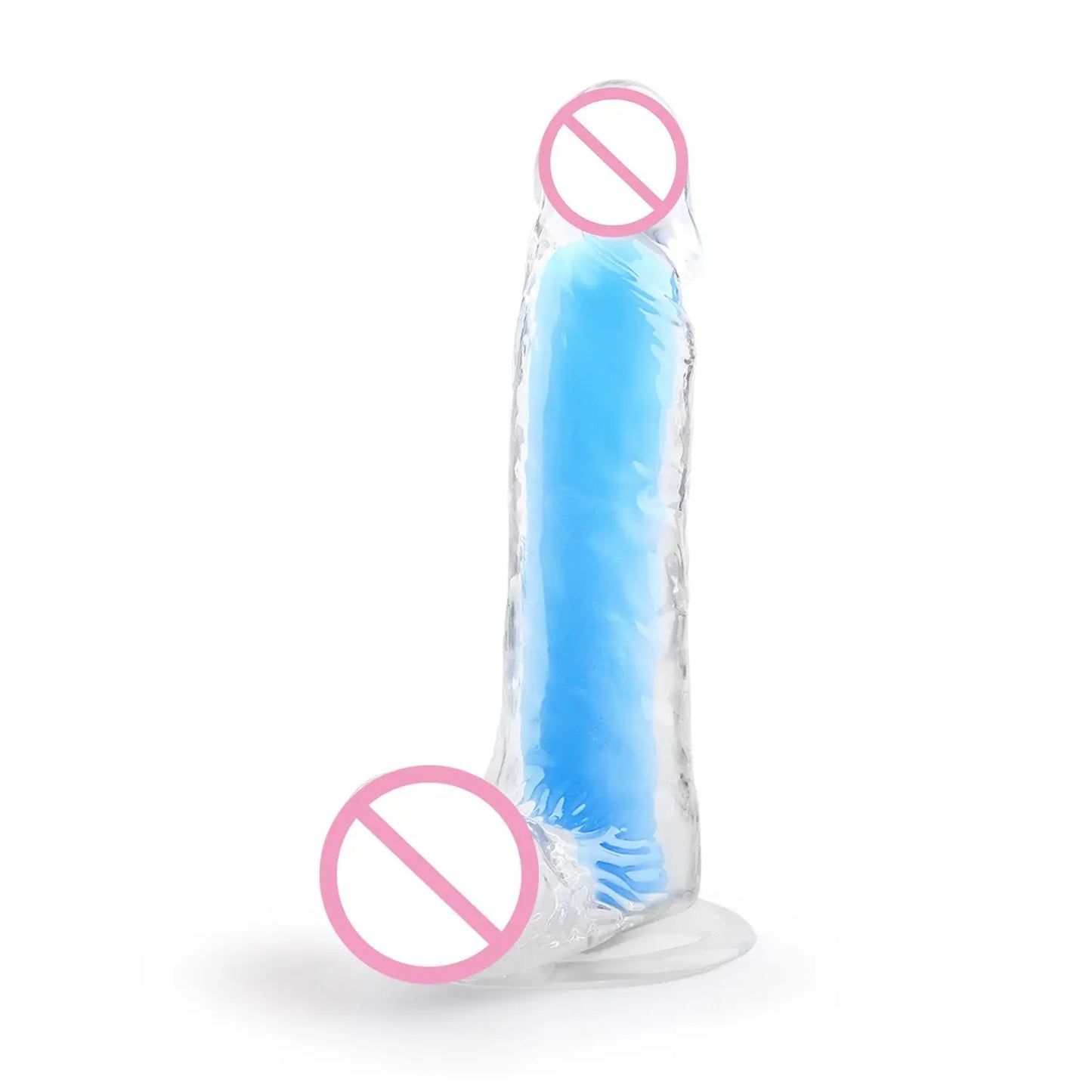 เลสเบี้ยน Dildo ดูดถ้วยสมจริง Penis สำหรับผู้หญิงช่องคลอด Clitoris Stimulator หญิง Masturbator Noctilucent เซ็กซ์ทอย - buysextoyth