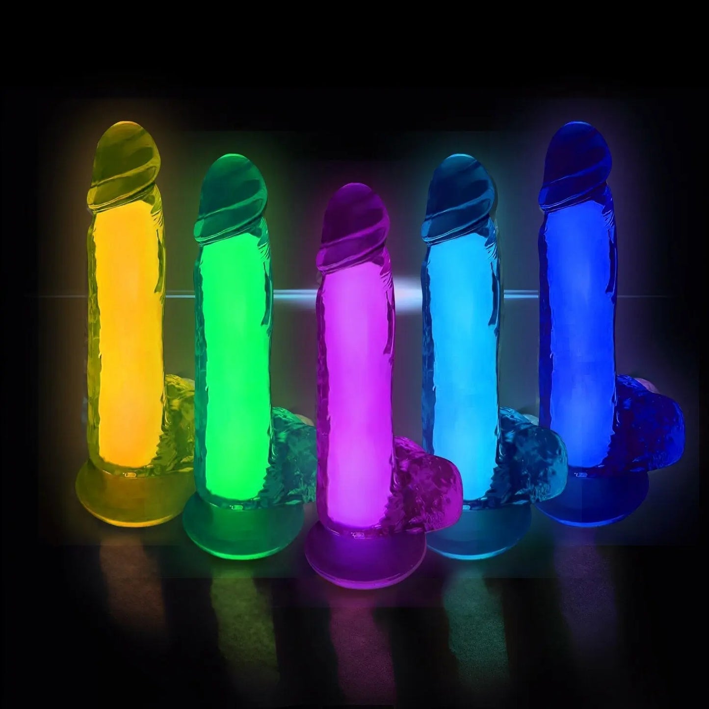 เลสเบี้ยน Dildo ดูดถ้วยสมจริง Penis สำหรับผู้หญิงช่องคลอด Clitoris Stimulator หญิง Masturbator Noctilucent เซ็กซ์ทอย - buysextoyth