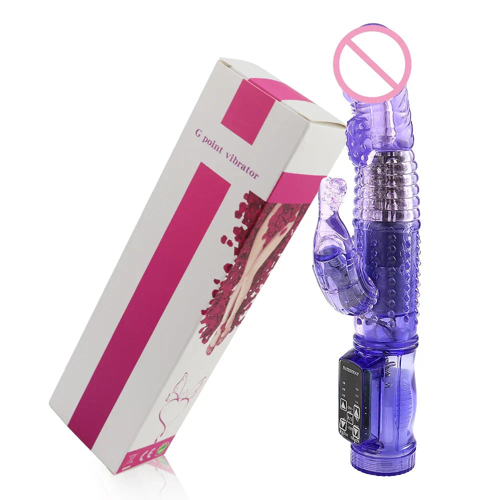 Dildo Rabbit Vibrator Masturbator G Spot 12 Speeds Vibration Dual Motor Massager Clitoris Rotation Stimulator Female Sex Toy - buysextoyth