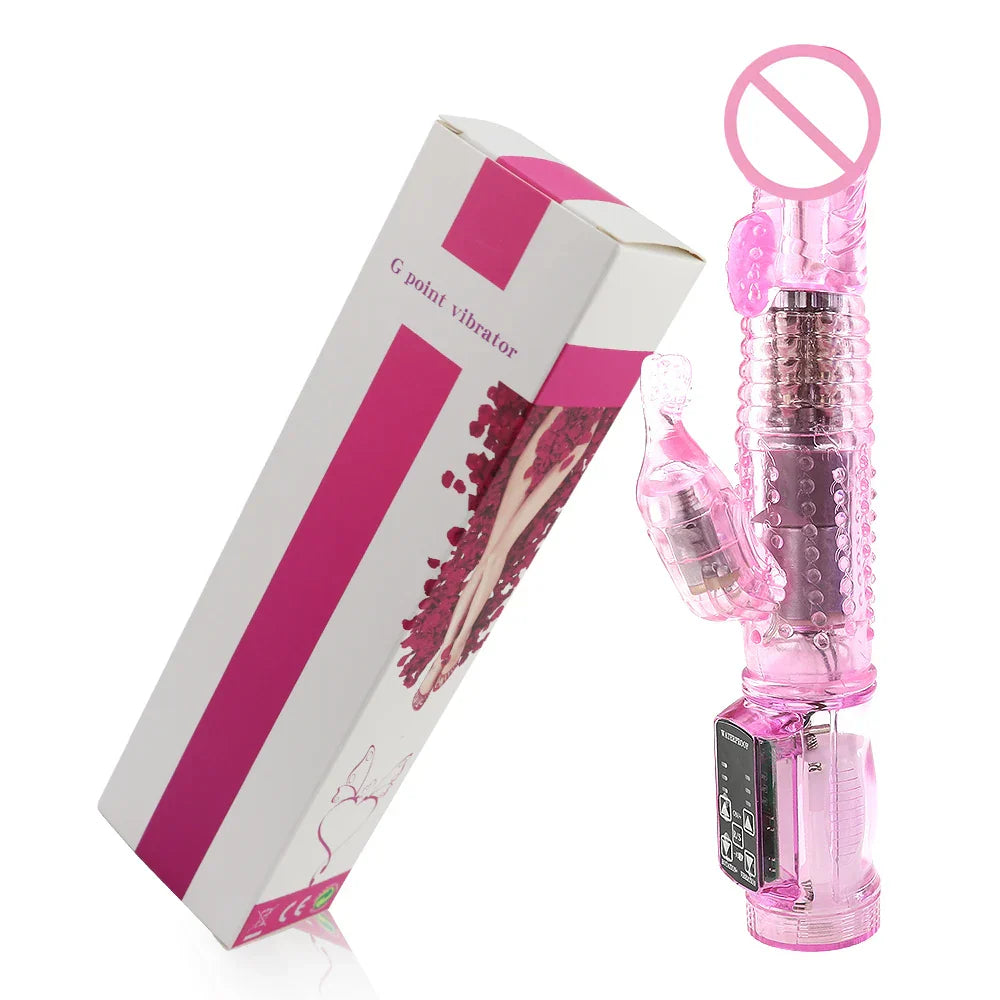 Dildo Rabbit Vibrator Masturbator G Spot 12 Speeds Vibration Dual Motor Massager Clitoris Rotation Stimulator Female Sex Toy - buysextoyth