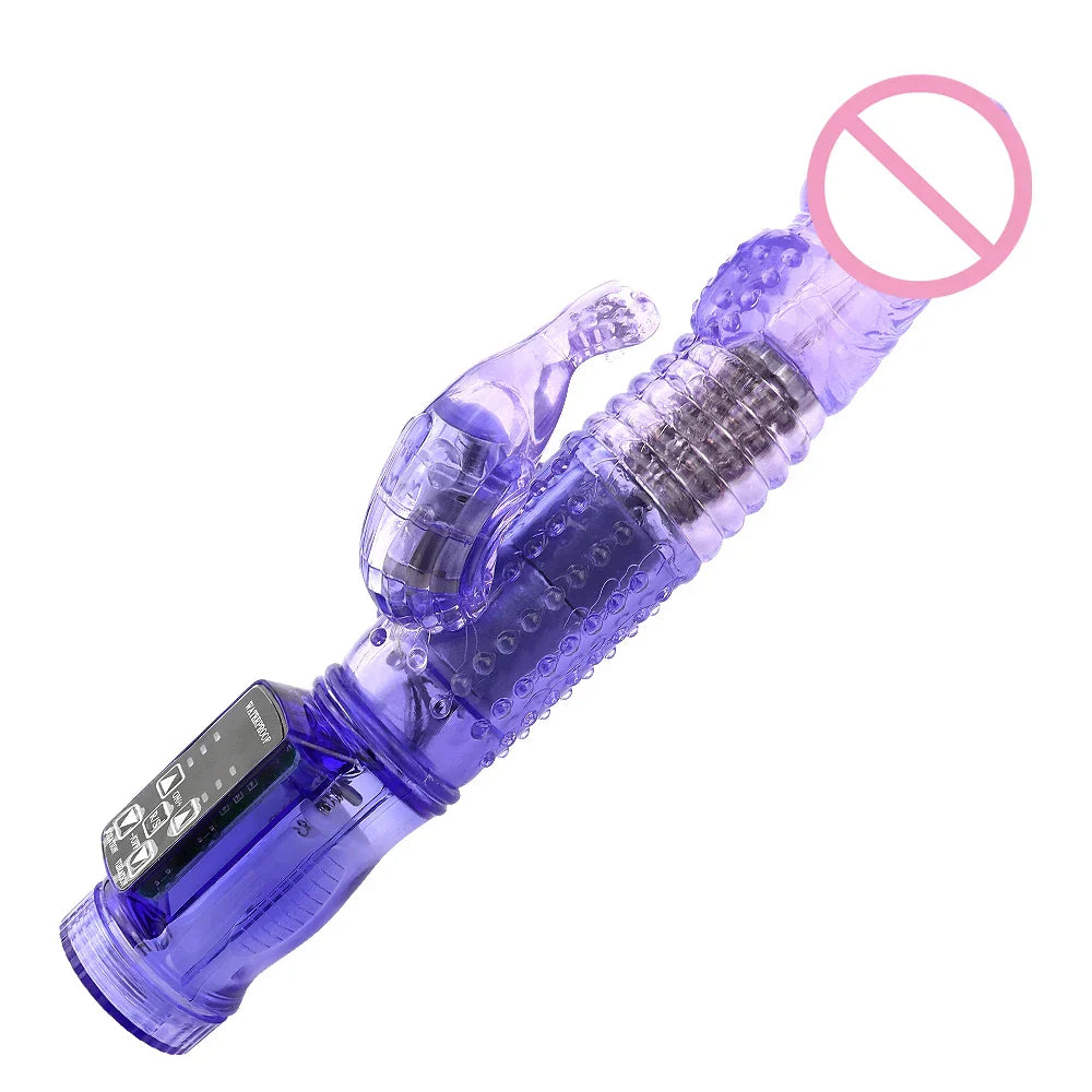 Dildo Rabbit Vibrator Masturbator G Spot 12 Speeds Vibration Dual Motor Massager Clitoris Rotation Stimulator Female Sex Toy - buysextoyth