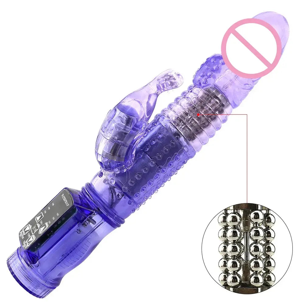 Dildo Rabbit Vibrator Masturbator G Spot 12 Speeds Vibration Dual Motor Massager Clitoris Rotation Stimulator Female Sex Toy - buysextoyth