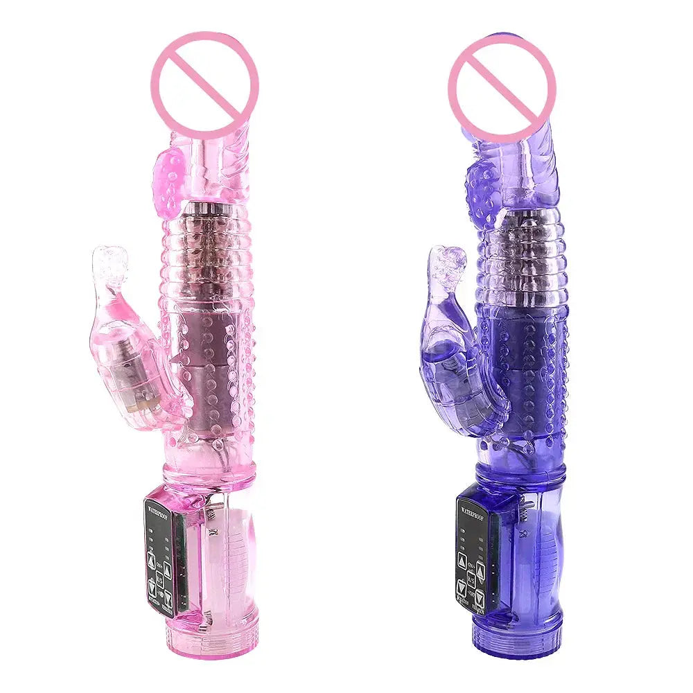 Dildo Rabbit Vibrator Masturbator G Spot 12 Speeds Vibration Dual Motor Massager Clitoris Rotation Stimulator Female Sex Toy - buysextoyth