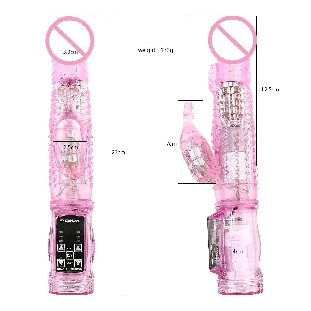 Dildo Rabbit Vibrator Masturbator G Spot 12 Speeds Vibration Dual Motor Massager Clitoris Rotation Stimulator Female Sex Toy - buysextoyth
