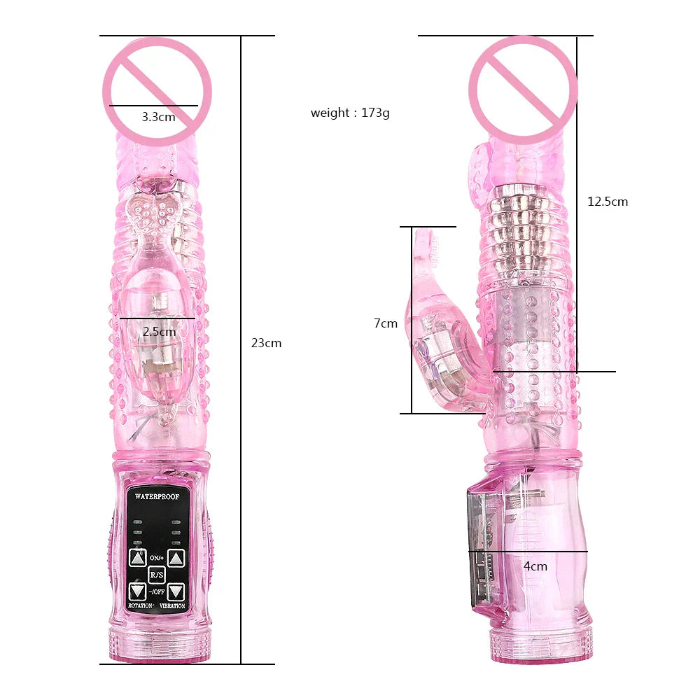 Dildo Rabbit Vibrator Masturbator G Spot 12 Speeds Vibration Dual Motor Massager Clitoris Rotation Stimulator Female Sex Toy - buysextoyth
