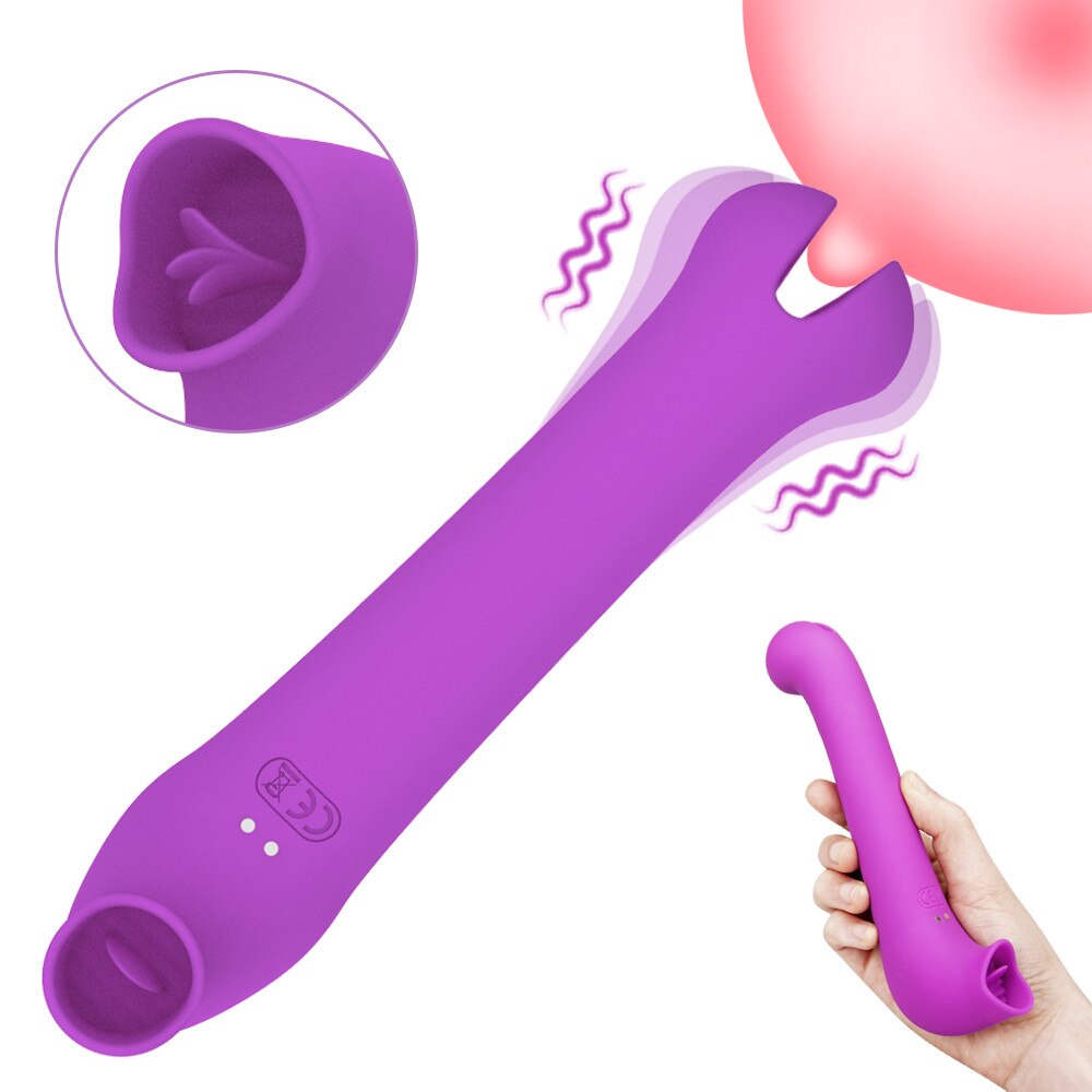 ลิ้นเลีย Dildo Vibrator หญิงเซ็กซ์ทอยช่องคลอด Orgasm Nippples Clitoris Stimulator ซิลิโคน Vibrators ผู้ใหญ่อุปกรณ์ - buysextoyth