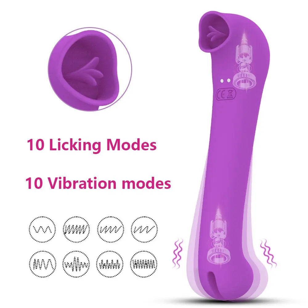 ลิ้นเลีย Dildo Vibrator หญิงเซ็กซ์ทอยช่องคลอด Orgasm Nippples Clitoris Stimulator ซิลิโคน Vibrators ผู้ใหญ่อุปกรณ์ - buysextoyth