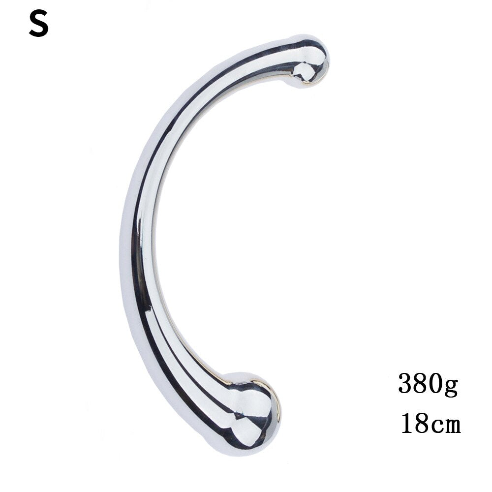Double Ended Stainless Steel G Spot Wand Massage Stick Pure Metal Penis P-Spot Stimulator Anal Plug Dildo Sex Toy for Women Men - buysextoyth