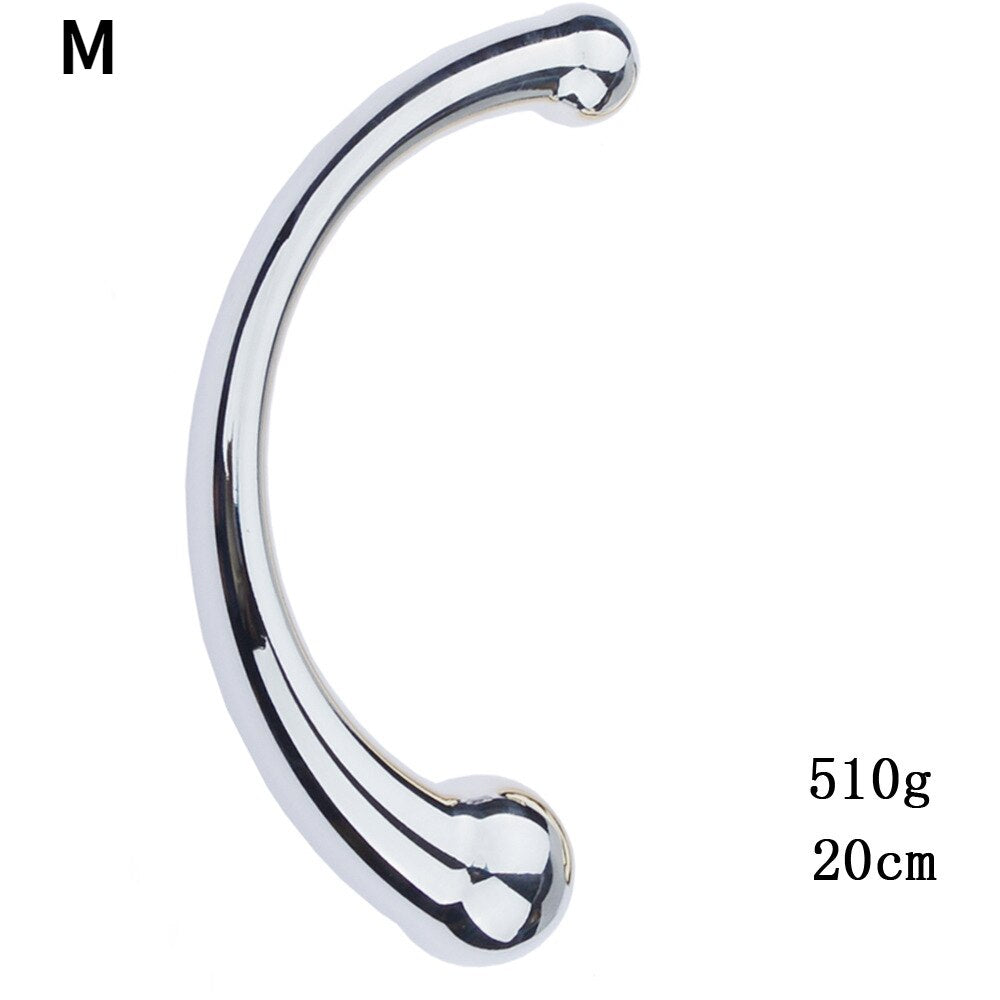 Double Ended Stainless Steel G Spot Wand Massage Stick Pure Metal Penis P-Spot Stimulator Anal Plug Dildo Sex Toy for Women Men - buysextoyth