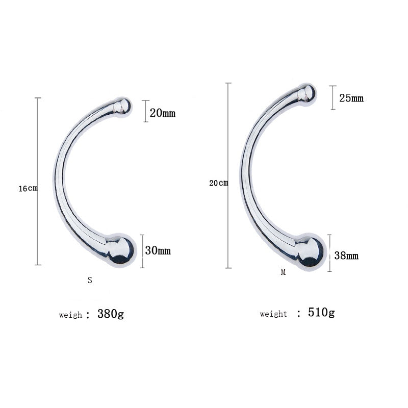 Double Ended Stainless Steel G Spot Wand Massage Stick Pure Metal Penis P-Spot Stimulator Anal Plug Dildo Sex Toy for Women Men - buysextoyth