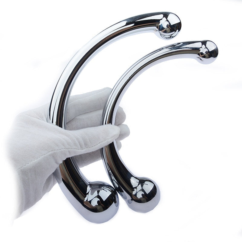 Double Ended Stainless Steel G Spot Wand Massage Stick Pure Metal Penis P-Spot Stimulator Anal Plug Dildo Sex Toy for Women Men - buysextoyth