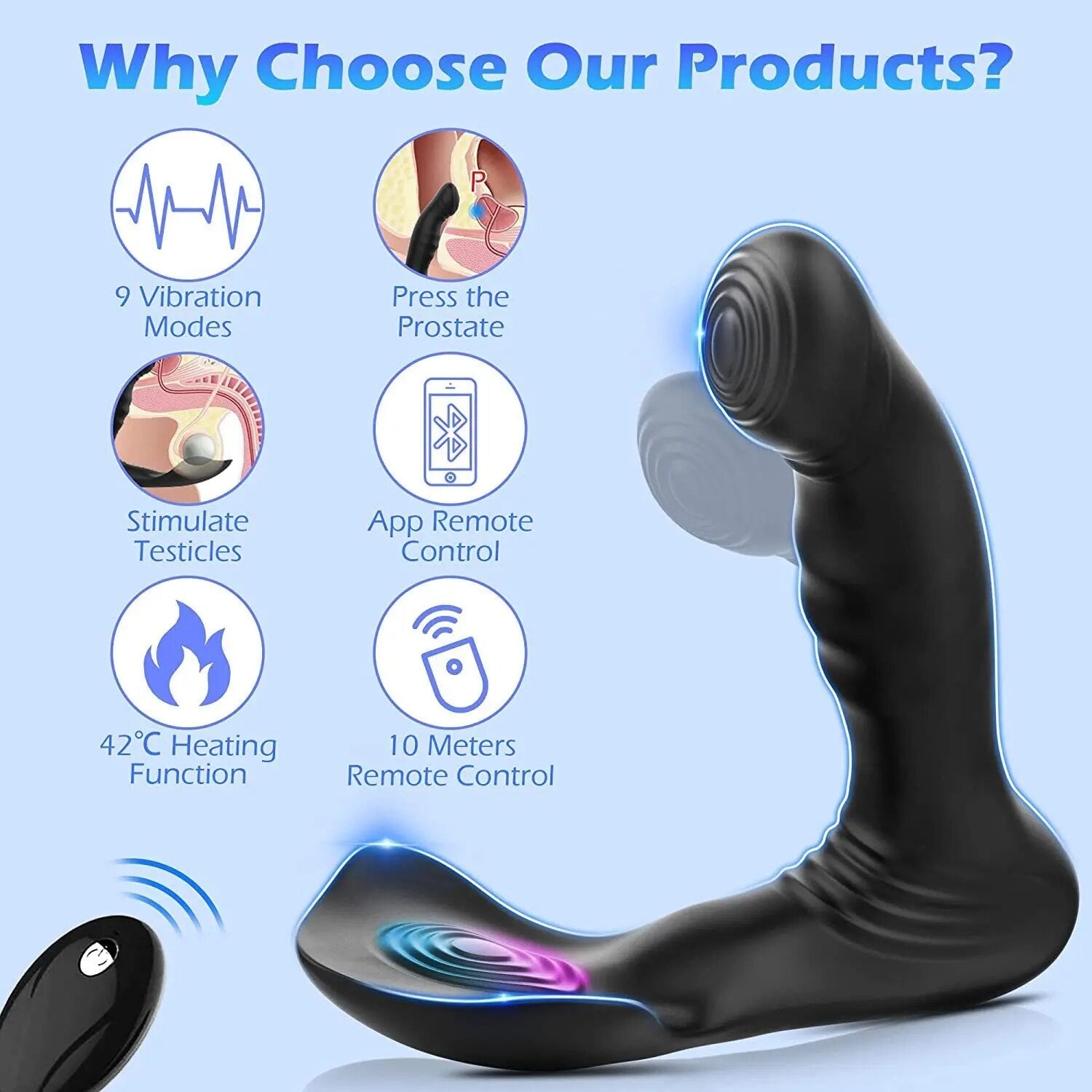 Double Stimulation Anal Vibrator Erotic Butt Plug Adult Sex Toy For Men Wireless Remote Testicular Prostate Massage Vibration - buysextoyth