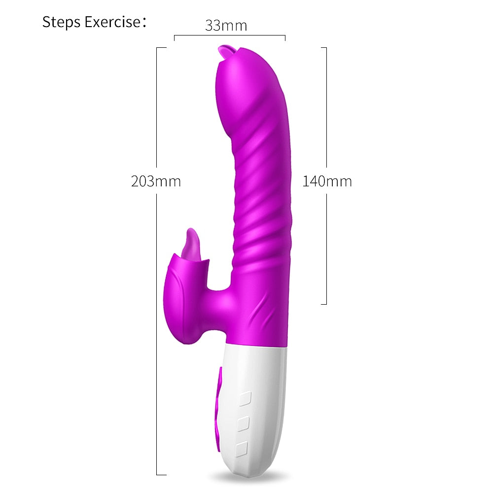 Double Tongue Vibrating dildo with Telescopic Rotating vibrators for woman Anal vaginal Clitoris Stimulator Adult suck sex toys - buysextoyth