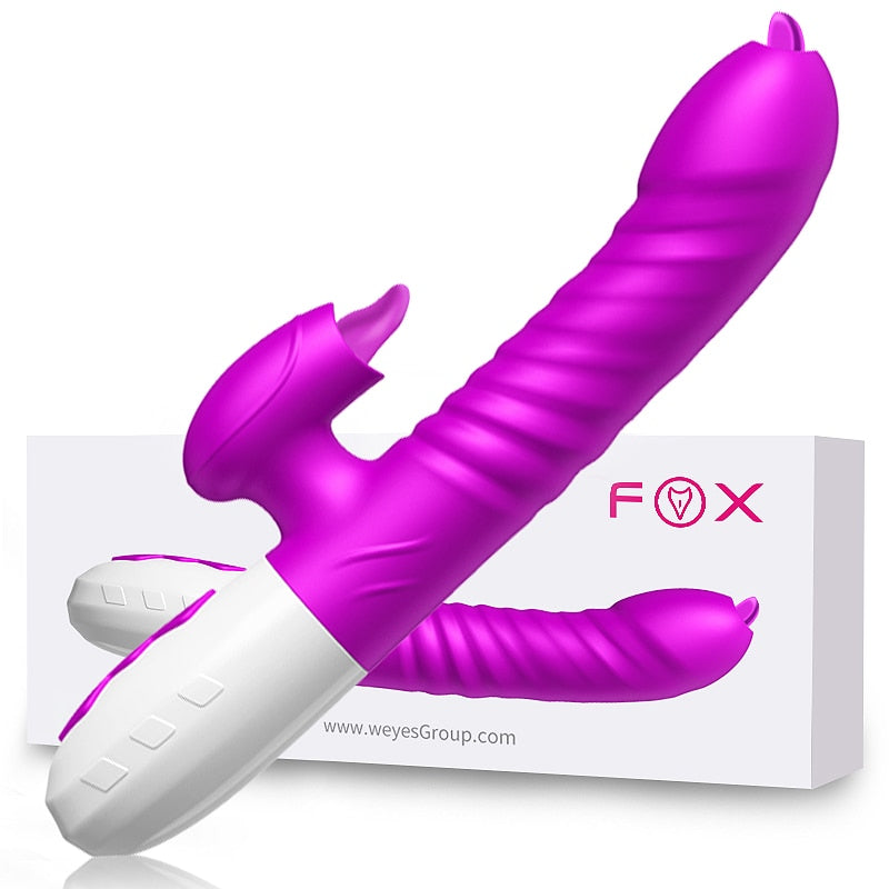 Double Tongue Vibrating dildo with Telescopic Rotating vibrators for woman Anal vaginal Clitoris Stimulator Adult suck sex toys - buysextoyth
