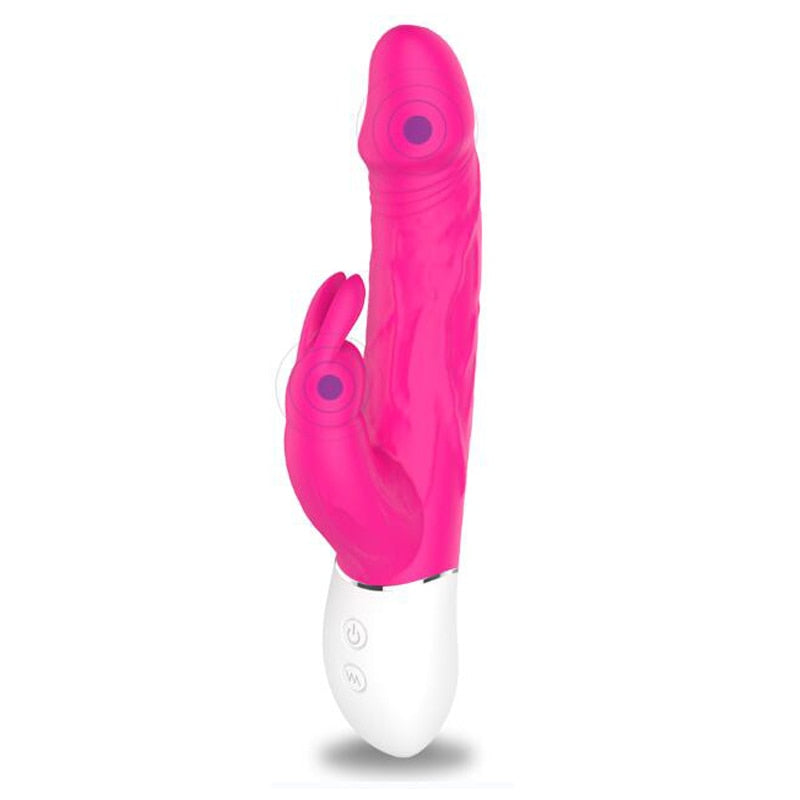 Double Tongue Vibrating dildo with Telescopic Rotating vibrators for woman Anal vaginal Clitoris Stimulator Adult suck sex toys - buysextoyth