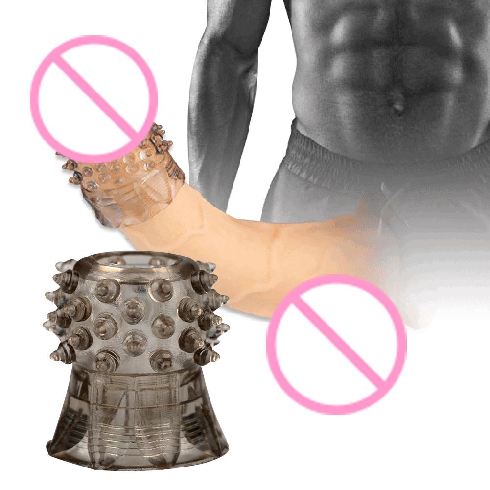 Drop Shipping Men Spike Soft TPE Cock Ring Extender Penis Sleeve Delay Time Adults Sex Product - buysextoyth