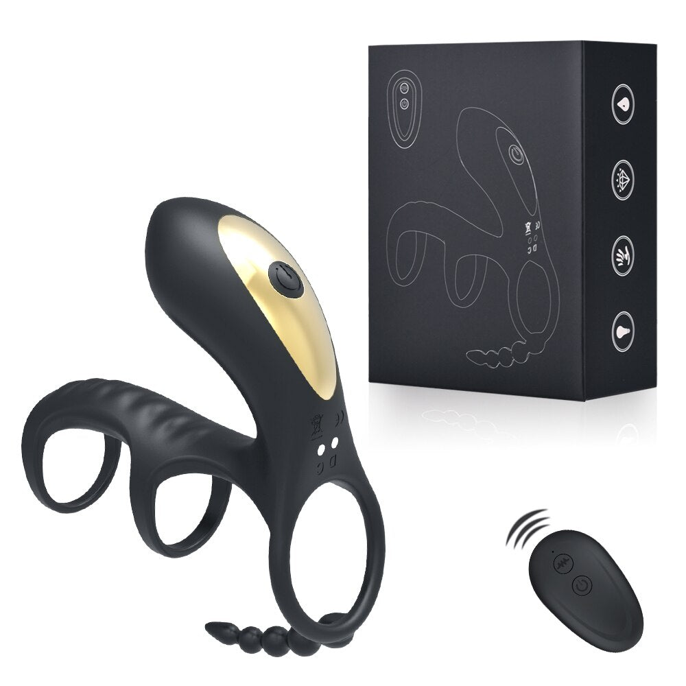 Dual Vibrating อวัยวะเพศชาย Clitoris แหวนดูด Anal Stimulation Penis Erection Vibrator สำหรับคู่ Cockring รีโมทคอนโทรลเครื่องมือทางเพศ - buysextoyth