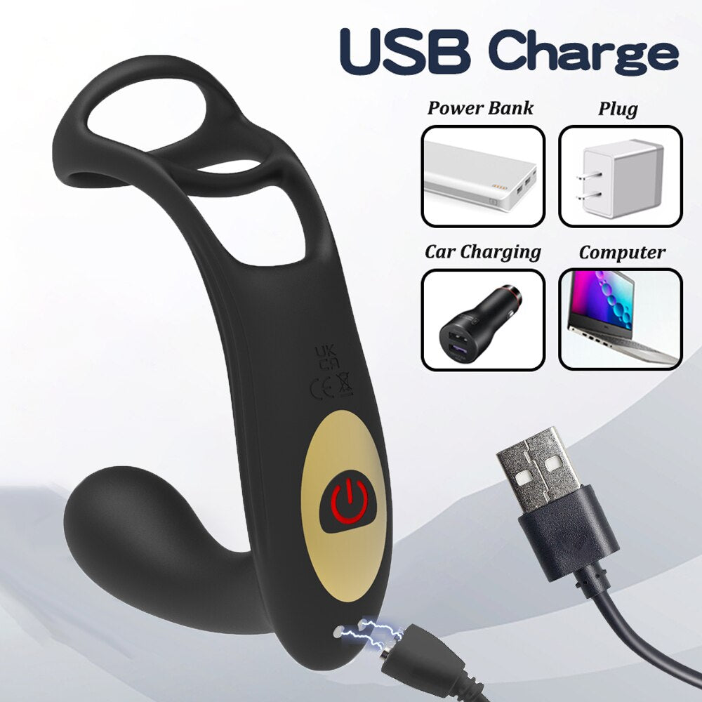 Dual Vibrator Butt Plug ชาย Prostate Massager กับแหวน Cock Anal เซ็กซ์ทอยสำหรับ Man Rechargeable ผู้ใหญ่คู่ Eroitc ผลิตภัณฑ์ - buysextoyth