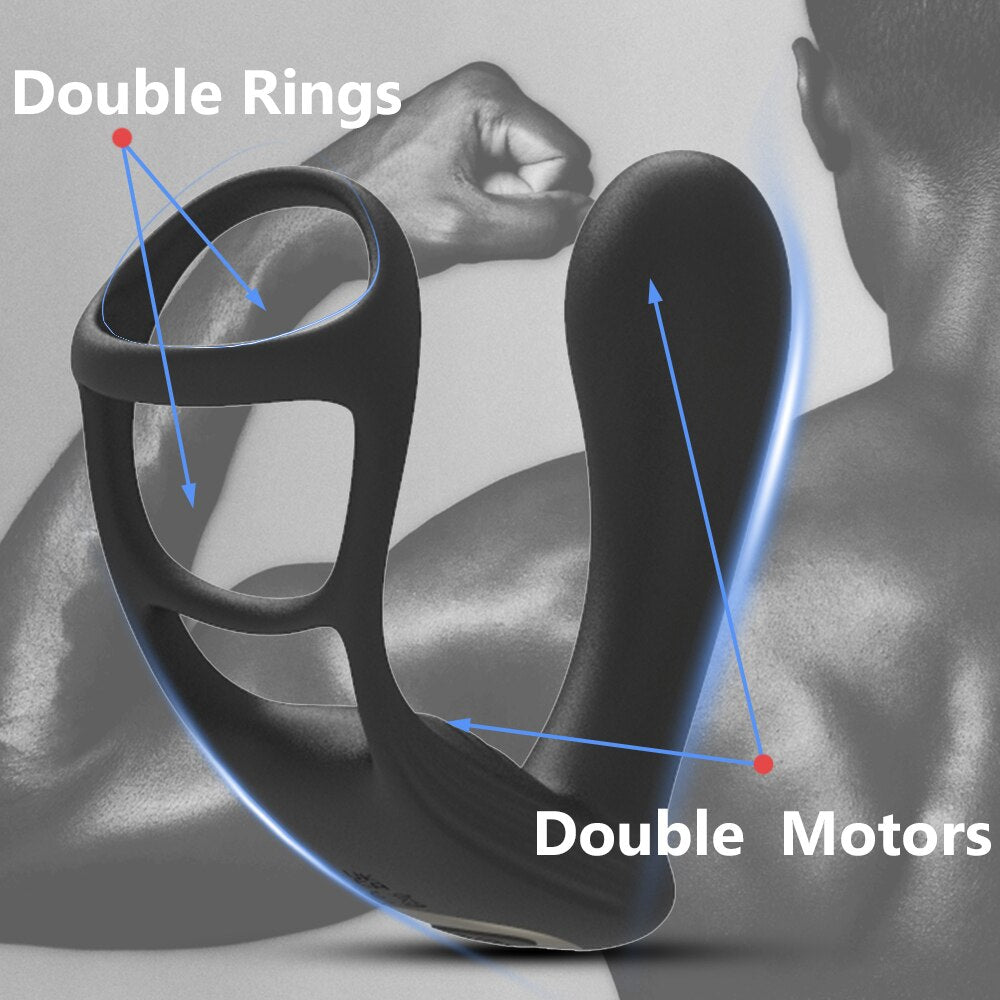 Dual Vibrator Butt Plug ชาย Prostate Massager กับแหวน Cock Anal เซ็กซ์ทอยสำหรับ Man Rechargeable ผู้ใหญ่คู่ Eroitc ผลิตภัณฑ์ - buysextoyth