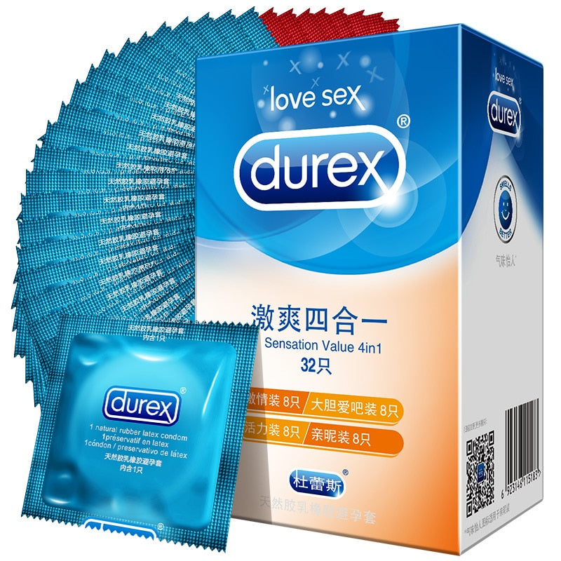Durex Condoms Ultra Thin  Natural Latex Penis Cock Sleeve Mixed 4 Types Pleasures  Extra Lubricated Condom Sex Toys for Men - buysextoyth