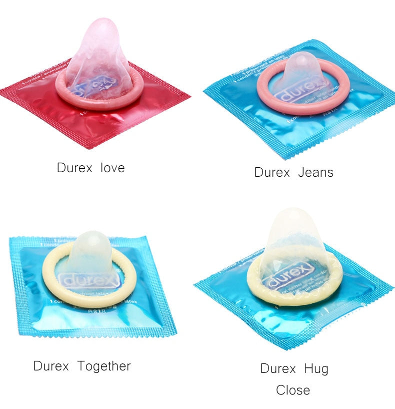 Durex Condoms Ultra Thin  Natural Latex Penis Cock Sleeve Mixed 4 Types Pleasures  Extra Lubricated Condom Sex Toys for Men - buysextoyth