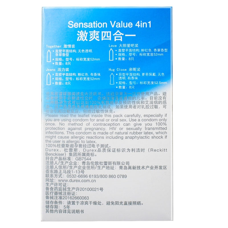 Durex Condoms Ultra Thin  Natural Latex Penis Cock Sleeve Mixed 4 Types Pleasures  Extra Lubricated Condom Sex Toys for Men - buysextoyth
