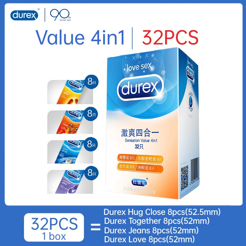 Durex Condoms Ultra Thin  Natural Latex Penis Cock Sleeve Mixed 4 Types Pleasures  Extra Lubricated Condom Sex Toys for Men - buysextoyth