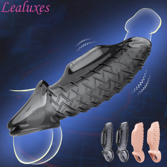 ชาย Ejaculation Delay Cock แขนแหวนอวัยวะเพศชาย Vibrating G จุดกระตุ้น Vibrator Dick ขยาย Extender เพศของเล่นสำหรับผู้ชาย - buysextoyth