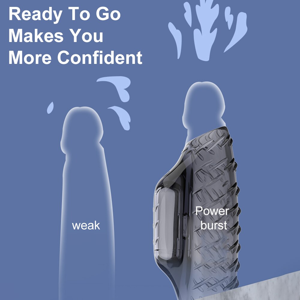 ชาย Ejaculation Delay Cock แขนแหวนอวัยวะเพศชาย Vibrating G จุดกระตุ้น Vibrator Dick ขยาย Extender เพศของเล่นสำหรับผู้ชาย - buysextoyth